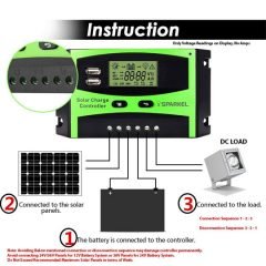 Sparkel PWM 12V/24V 30A Digital Solar Charge Controller